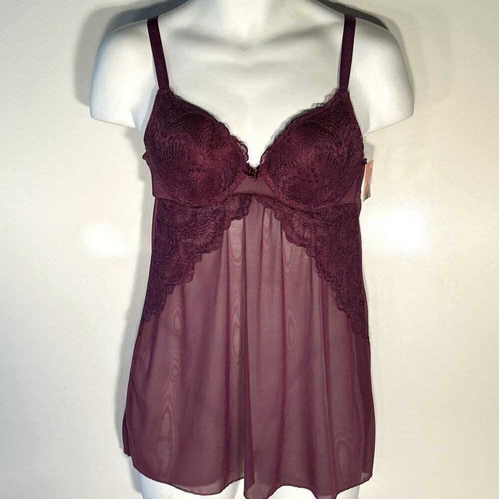 Juicy Couture NWT SZ L Purple Mesh Babydoll Gown & Thong Gift Sexy Romance
